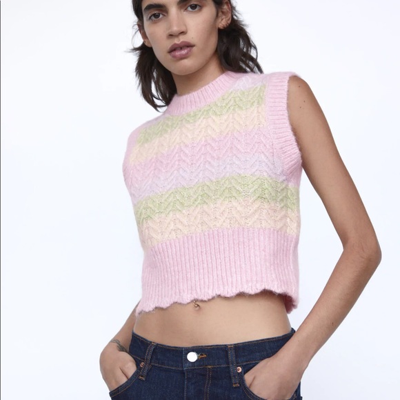 Zara Pastel Striped Sweater Vest 